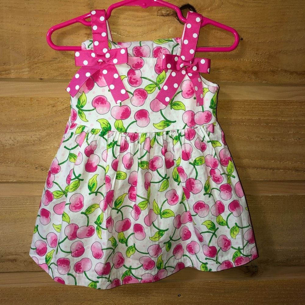 Allison Ann 12 Months dress white / pink cherries 2 pc